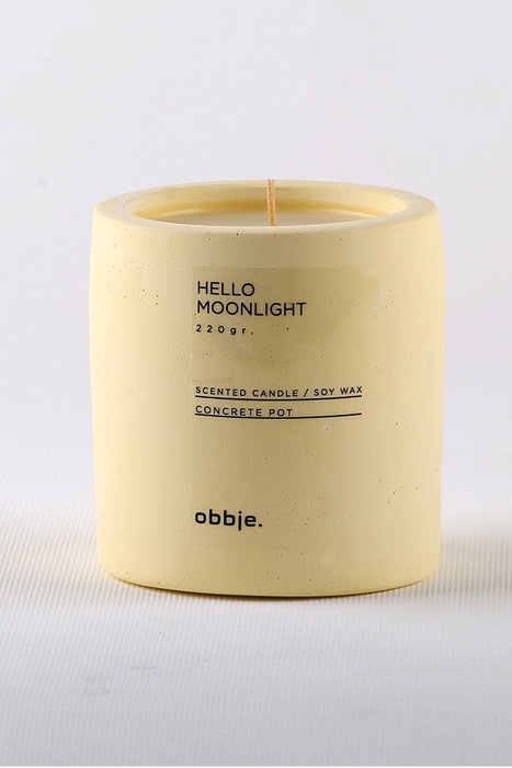 Aberto Design Hello Moonlight Verti Vela de Hormigón con Esencia de Vainilla y Malvavisco Color Amarillo
